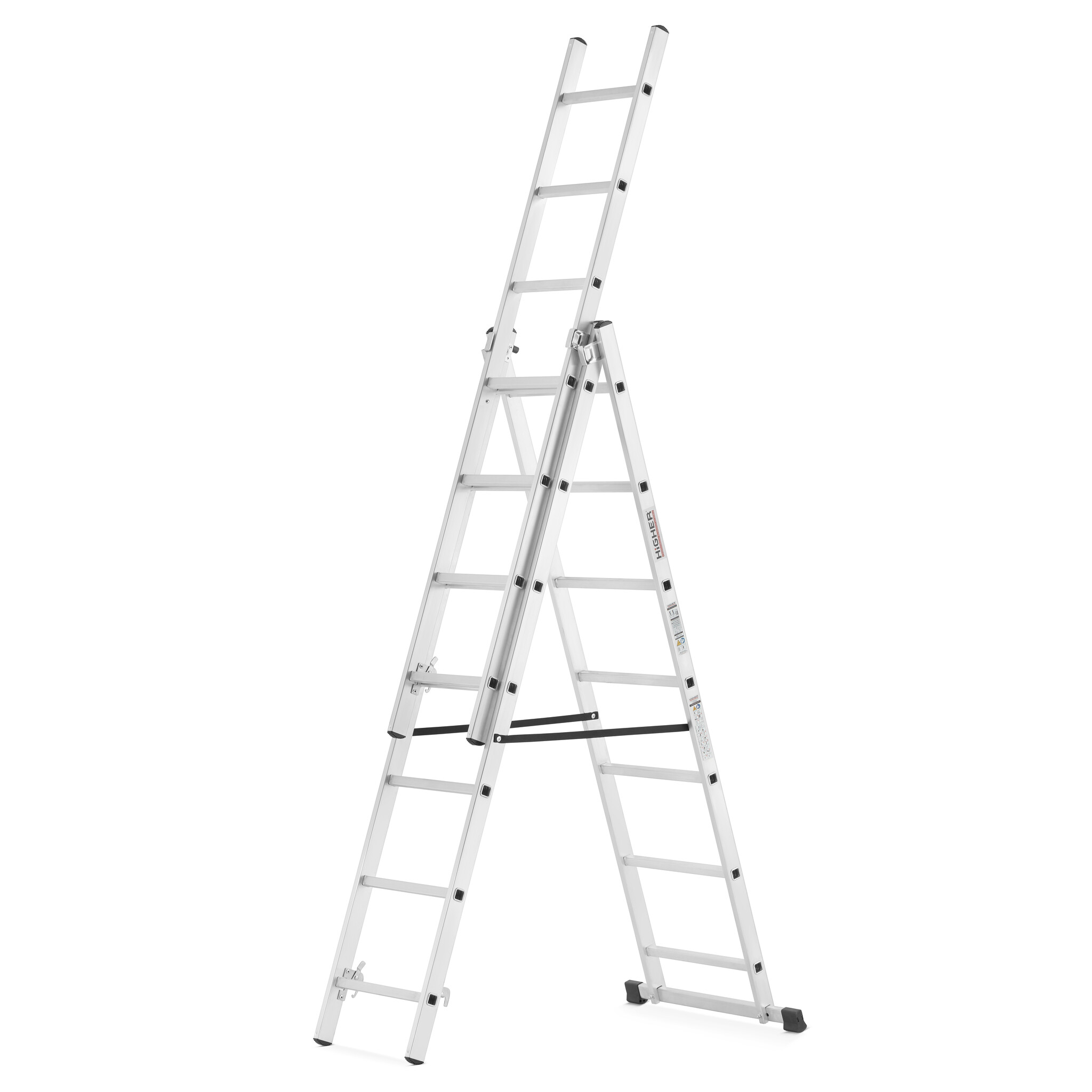 Vouwladder - 3x7 treden - werkhoogte 4,24 m - aluminium