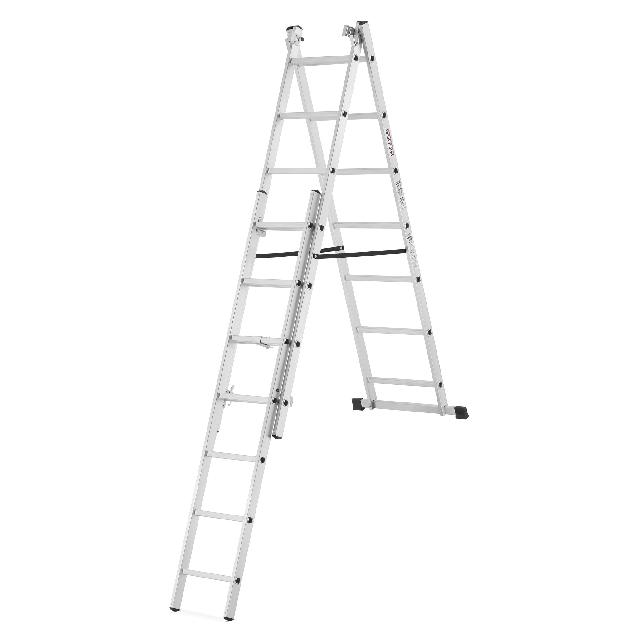 Vouwladder - 3x7 treden - werkhoogte 4,24 m - aluminium