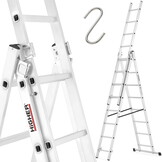 Vouwladder - 3x8 treden - werkhoogte 4,70 m - aluminium