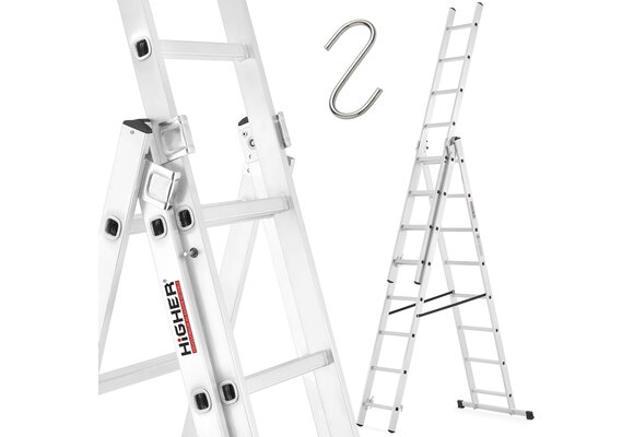 Vouwladder - 3x8 treden - werkhoogte 4,70 m - aluminium