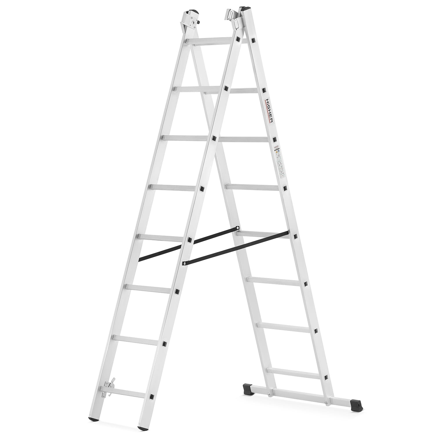 Vouwladder - 3x8 treden - werkhoogte 4,70 m - aluminium