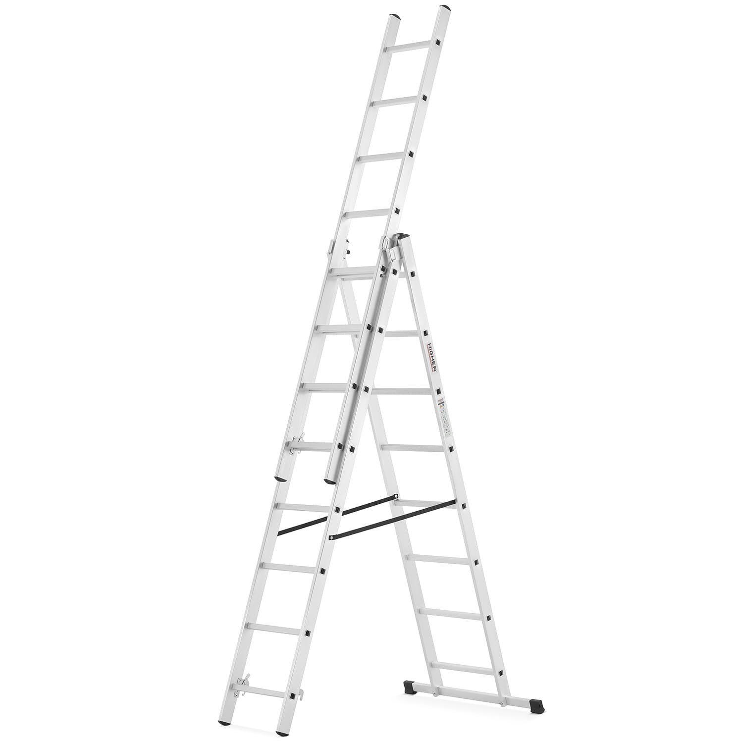 Vouwladder - 3x8 treden - werkhoogte 4,70 m - aluminium