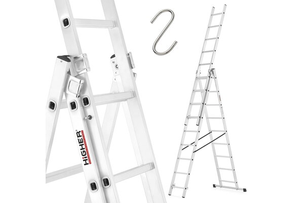 Vouwladder - 3x9 treden - werkhoogte 5,06 m - aluminium