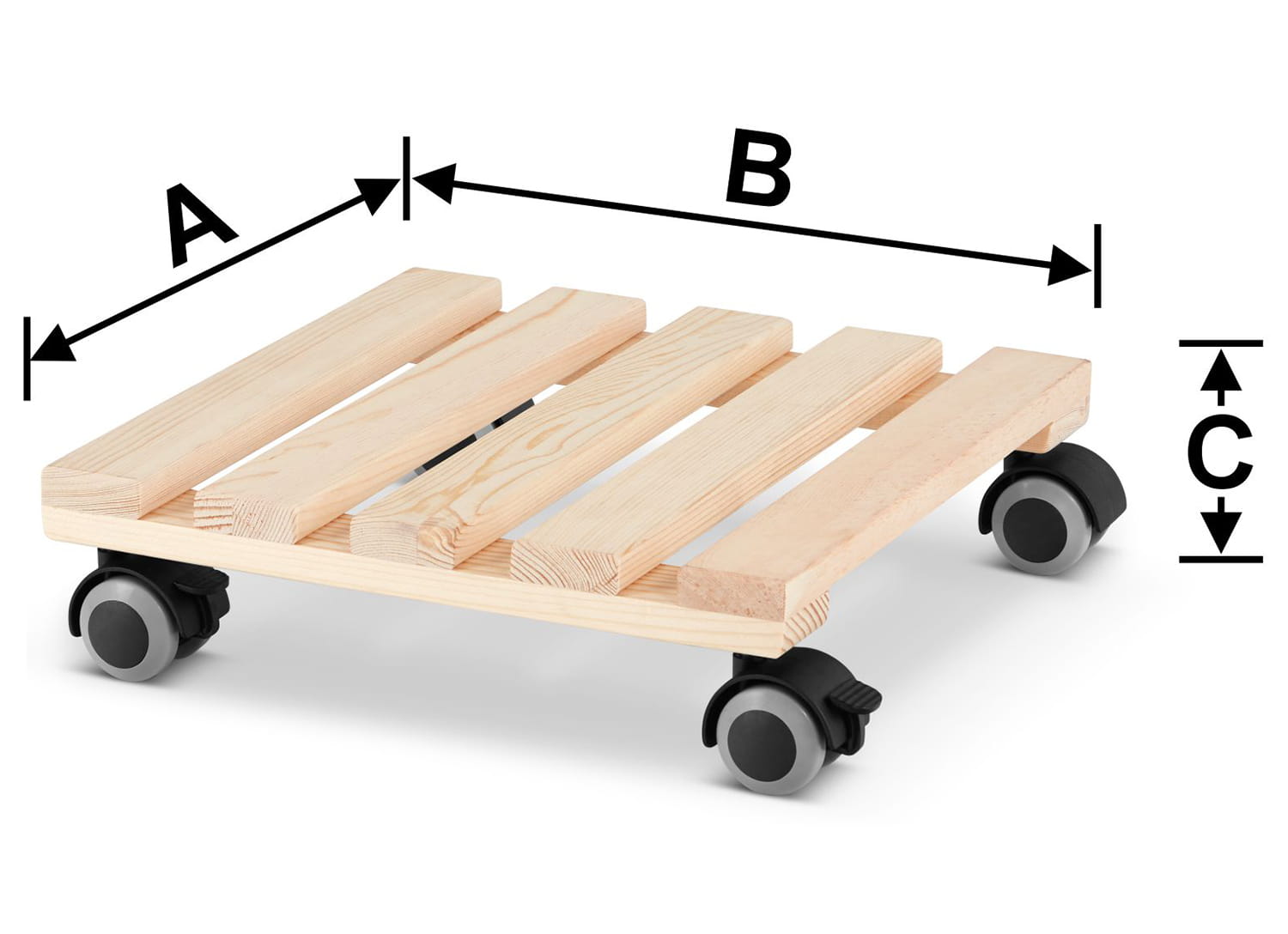 Plantentrolley - vierkant - 30x30 cm - licht dennenhout