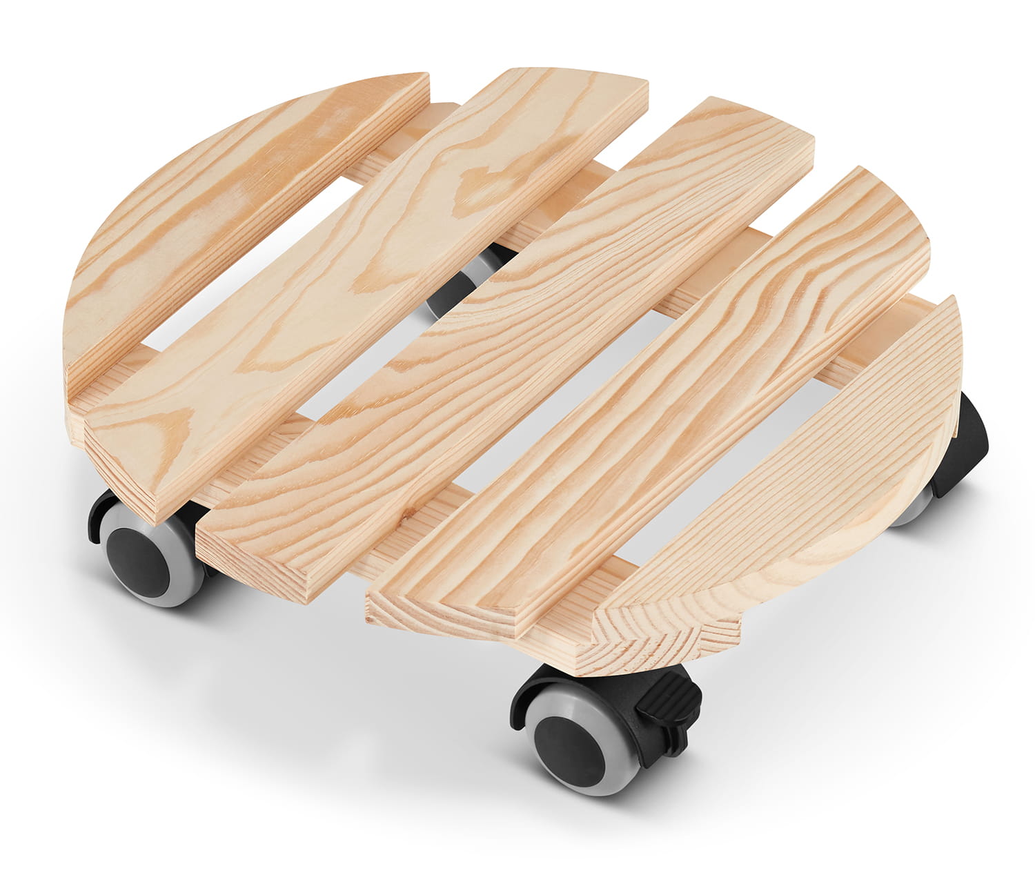 Plantentrolley - rond - 30 cm - licht dennenhout