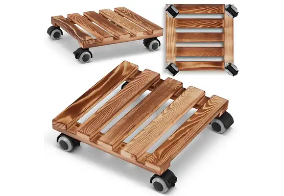 Plantentrolley - vierkant - 30x30 cm - gebeitst dennenhout