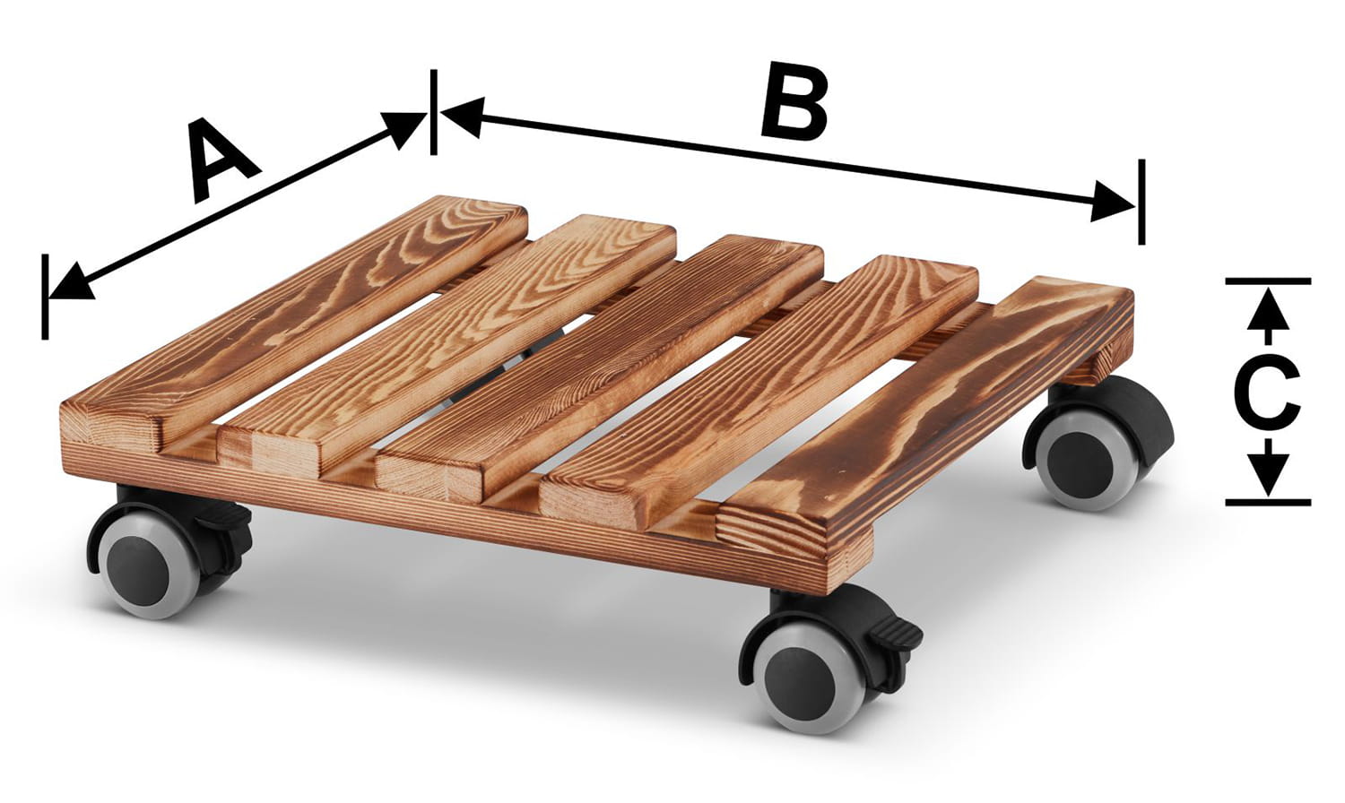 Plantentrolley - vierkant - 30x30 cm - gebeitst dennenhout