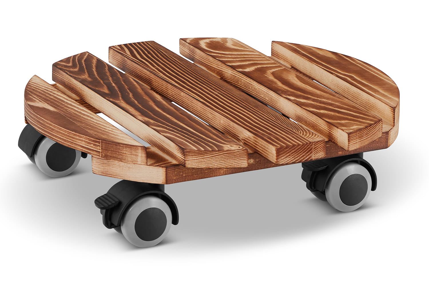 Plantentrolley - rond - 30 cm - gebeitst dennenhout