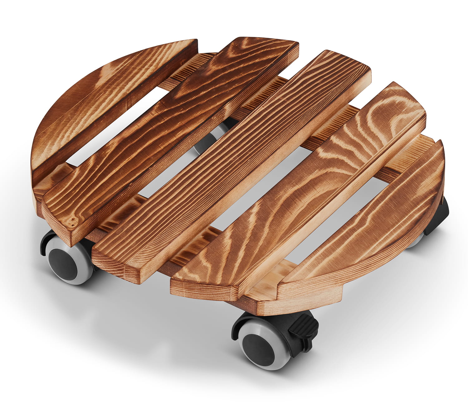 Plantentrolley - rond - 30 cm - gebeitst dennenhout