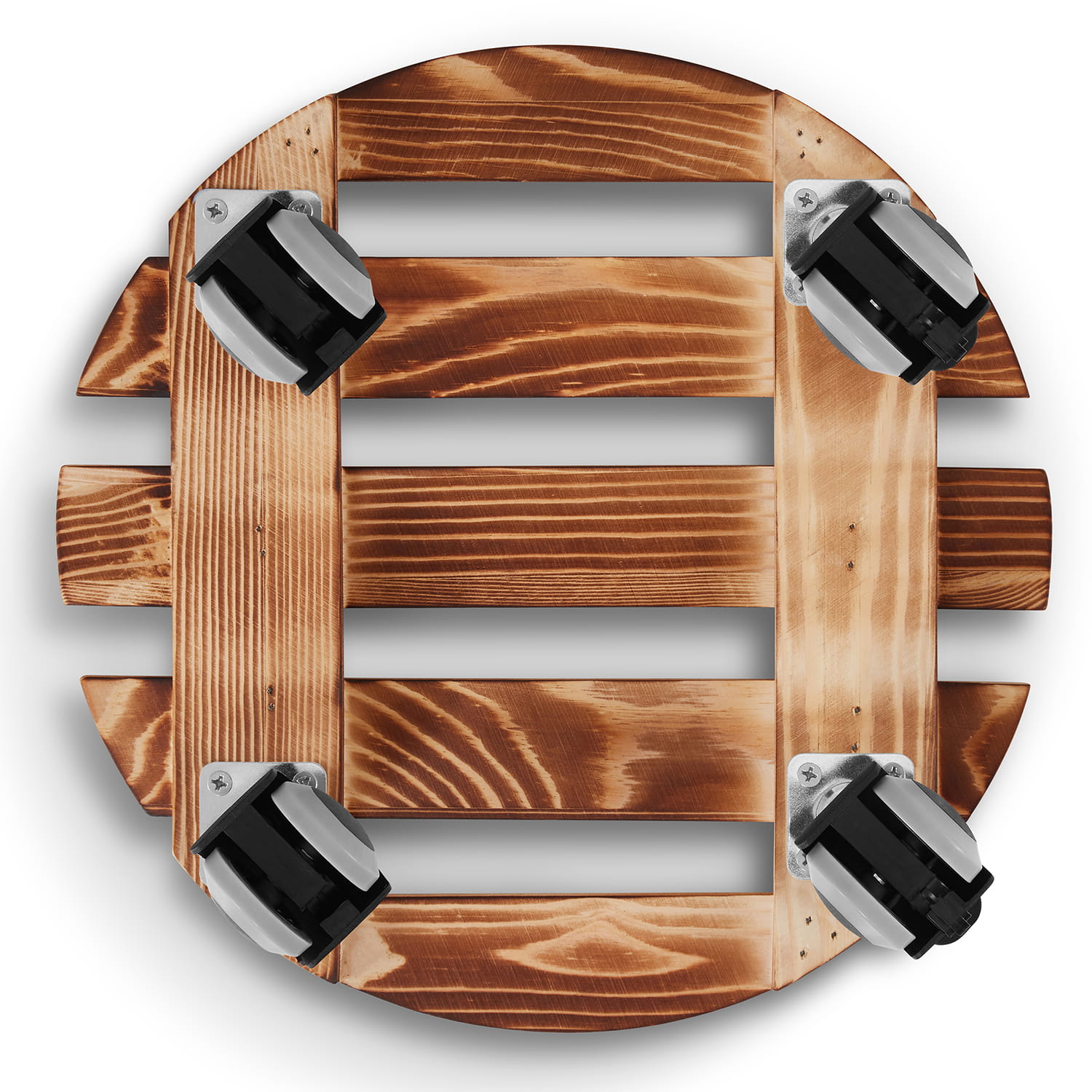 Plantentrolley - rond - 30 cm - gebeitst dennenhout