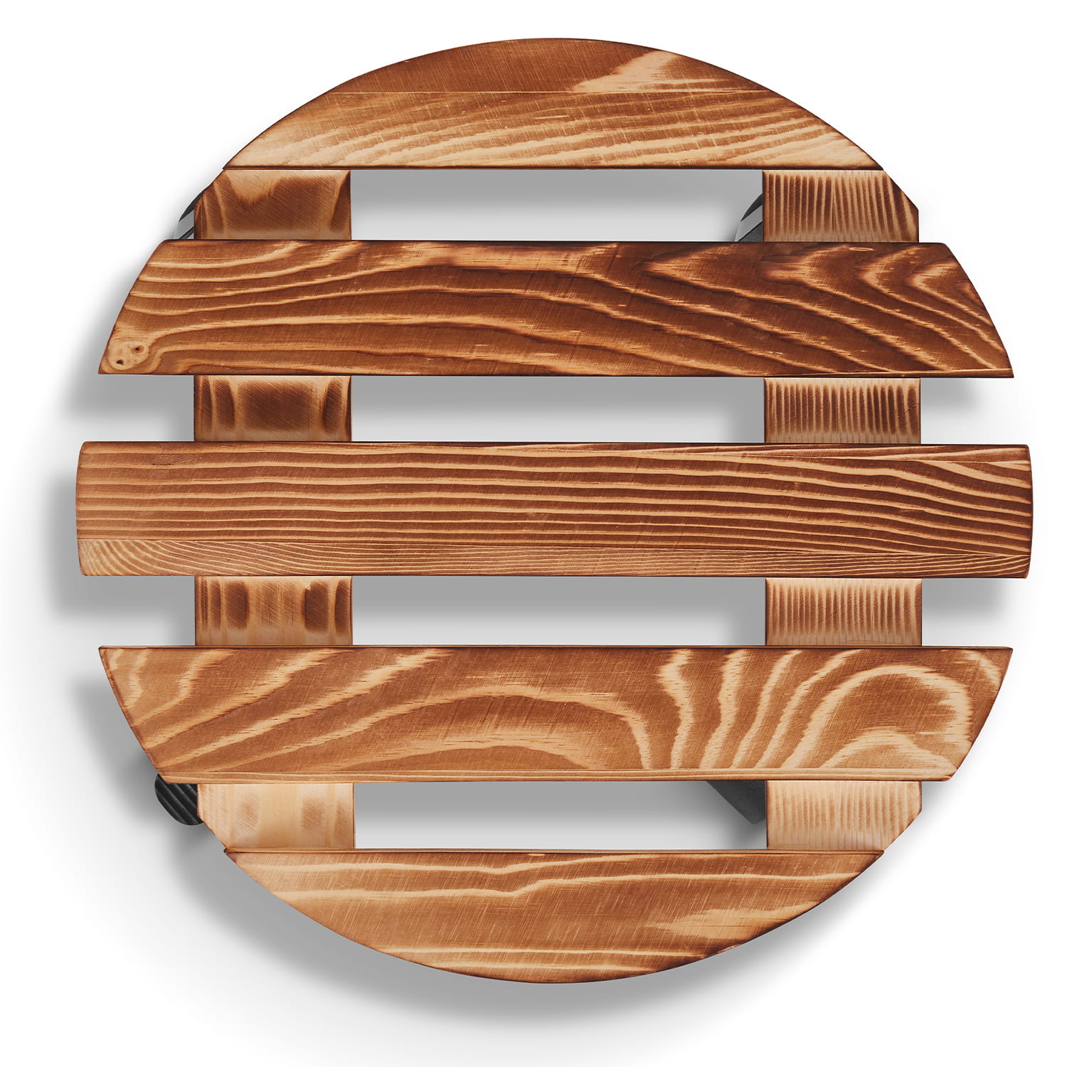 Plantentrolley - rond - 30 cm - gebeitst dennenhout