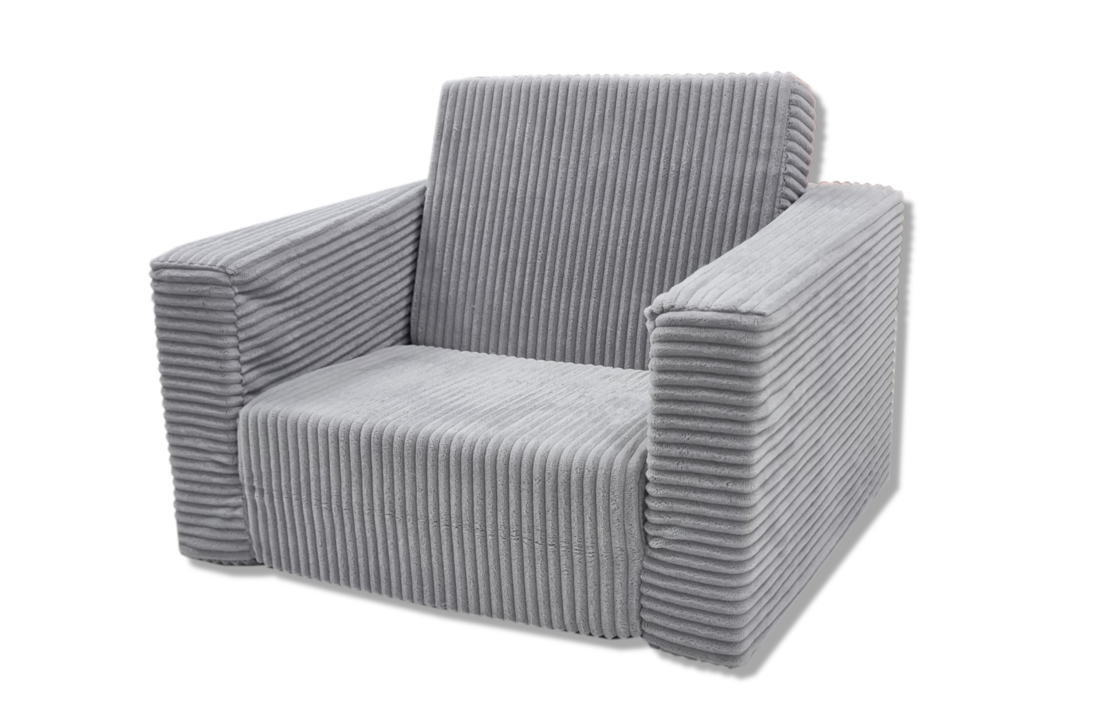 Kinderfauteuil - slaapbankje - 51x40x41cm - ribstof - lichtgrijs