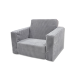 Kinderfauteuil - slaapbankje - 51x40x41cm - ribstof - lichtgrijs