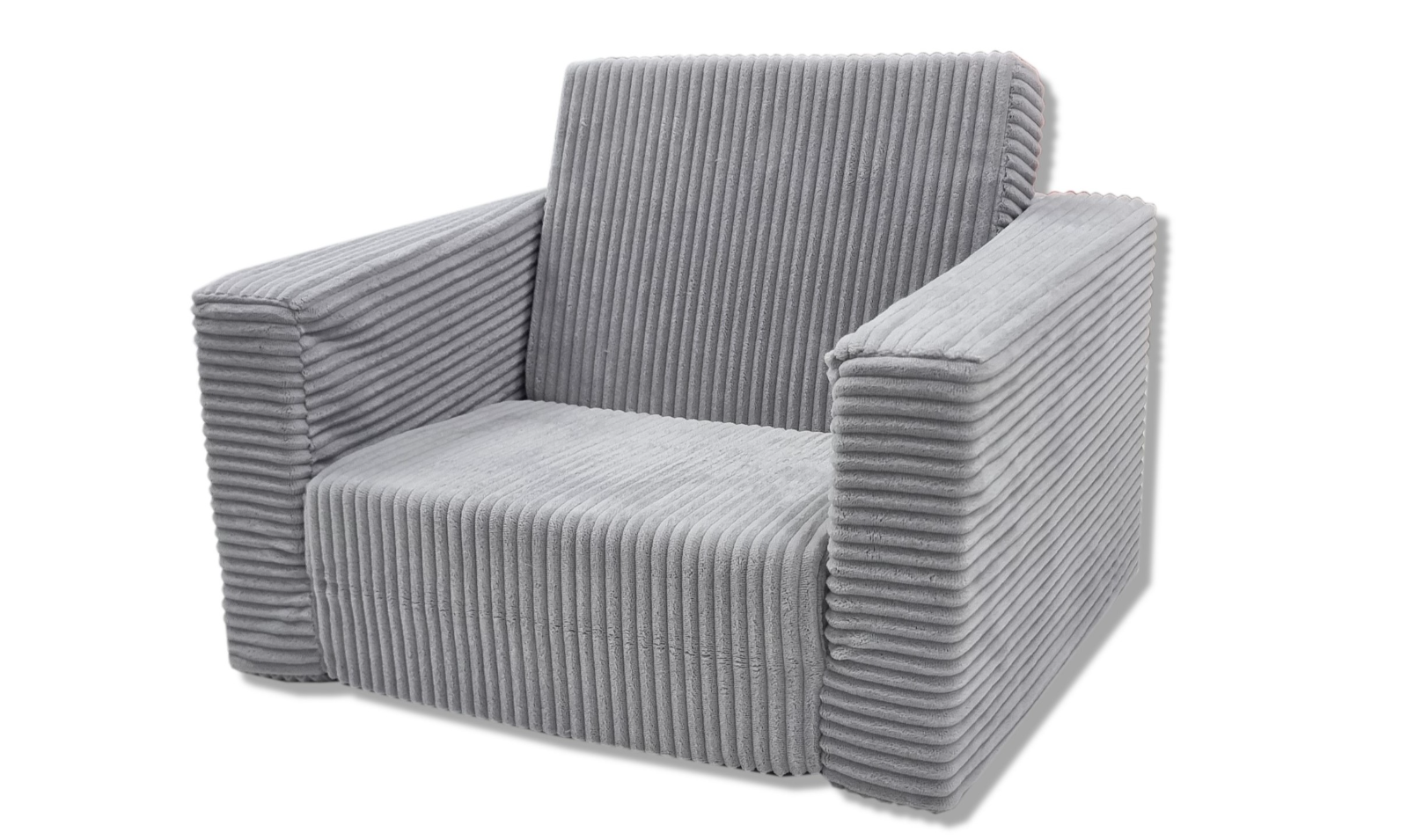 Kinderfauteuil - slaapbankje - 51x40x41cm - ribstof - lichtgrijs