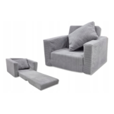 Kinderfauteuil - slaapbankje - 51x40x41cm - ribstof - lichtgrijs