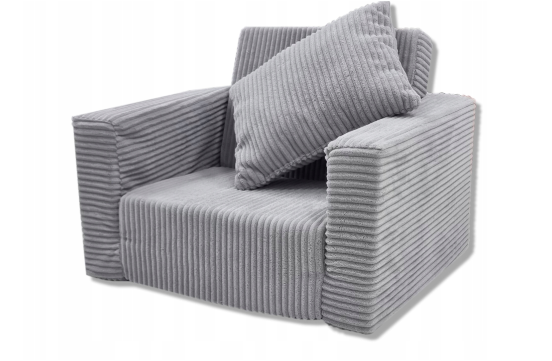 Kinderfauteuil - slaapbankje - 51x40x41cm - ribstof - lichtgrijs