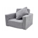 Kinderfauteuil - slaapbankje - 51x40x41cm - ribstof - lichtgrijs
