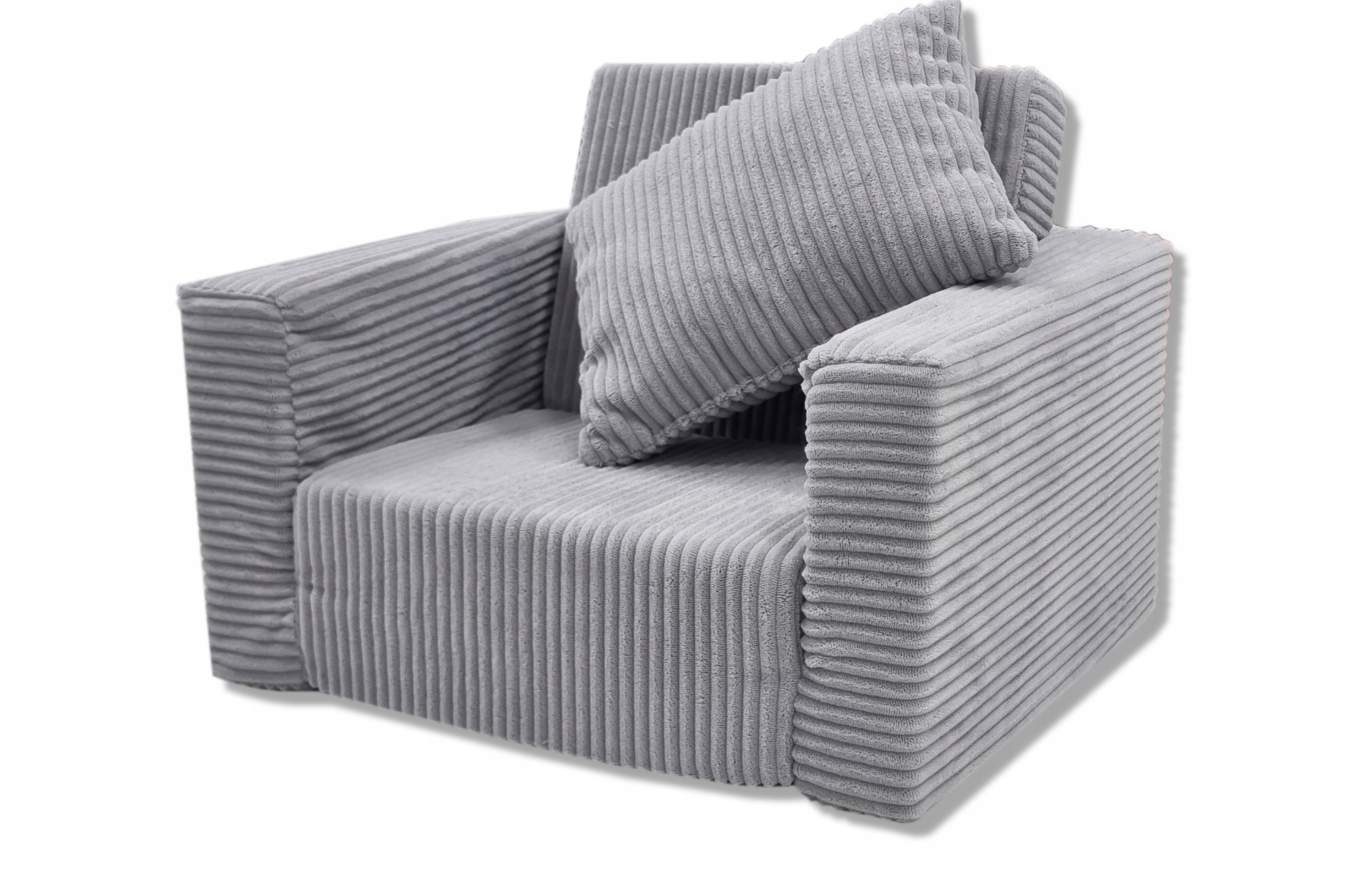 Kinderfauteuil - slaapbankje - 51x40x41cm - ribstof - lichtgrijs