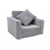 Kinderfauteuil - slaapbankje - 51x40x41cm - ribstof - lichtgrijs