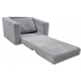 Kinderfauteuil - slaapbankje - 51x40x41cm - ribstof - lichtgrijs