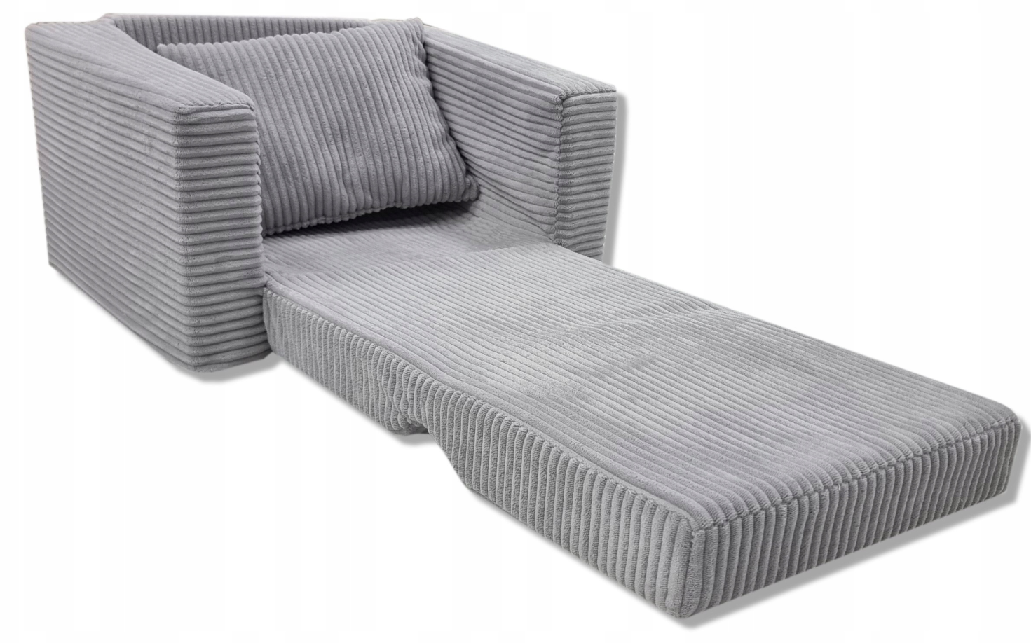 Kinderfauteuil - slaapbankje - 51x40x41cm - ribstof - lichtgrijs