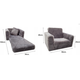 Kinderfauteuil - slaapbankje - 51x40x41cm - ribstof - lichtgrijs