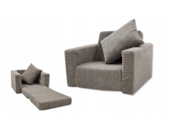 Kinderfauteuil - slaapbankje - 51x40x41cm - ribstof -beige