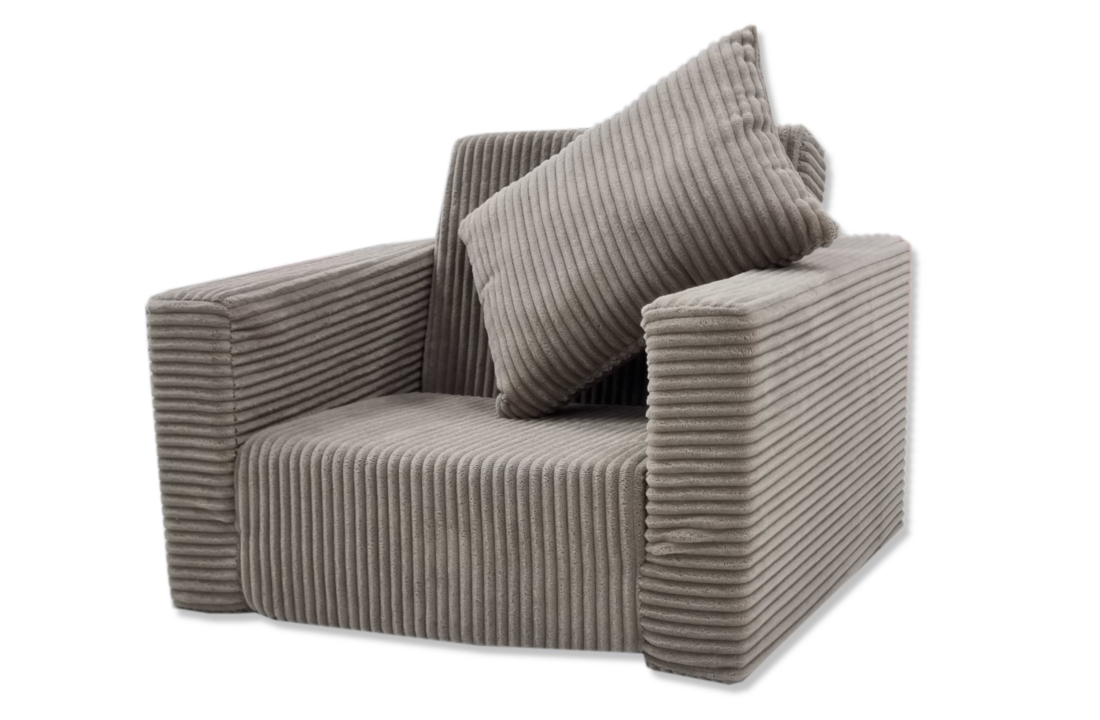 Kinderfauteuil - slaapbankje - 51x40x41cm - ribstof - beige