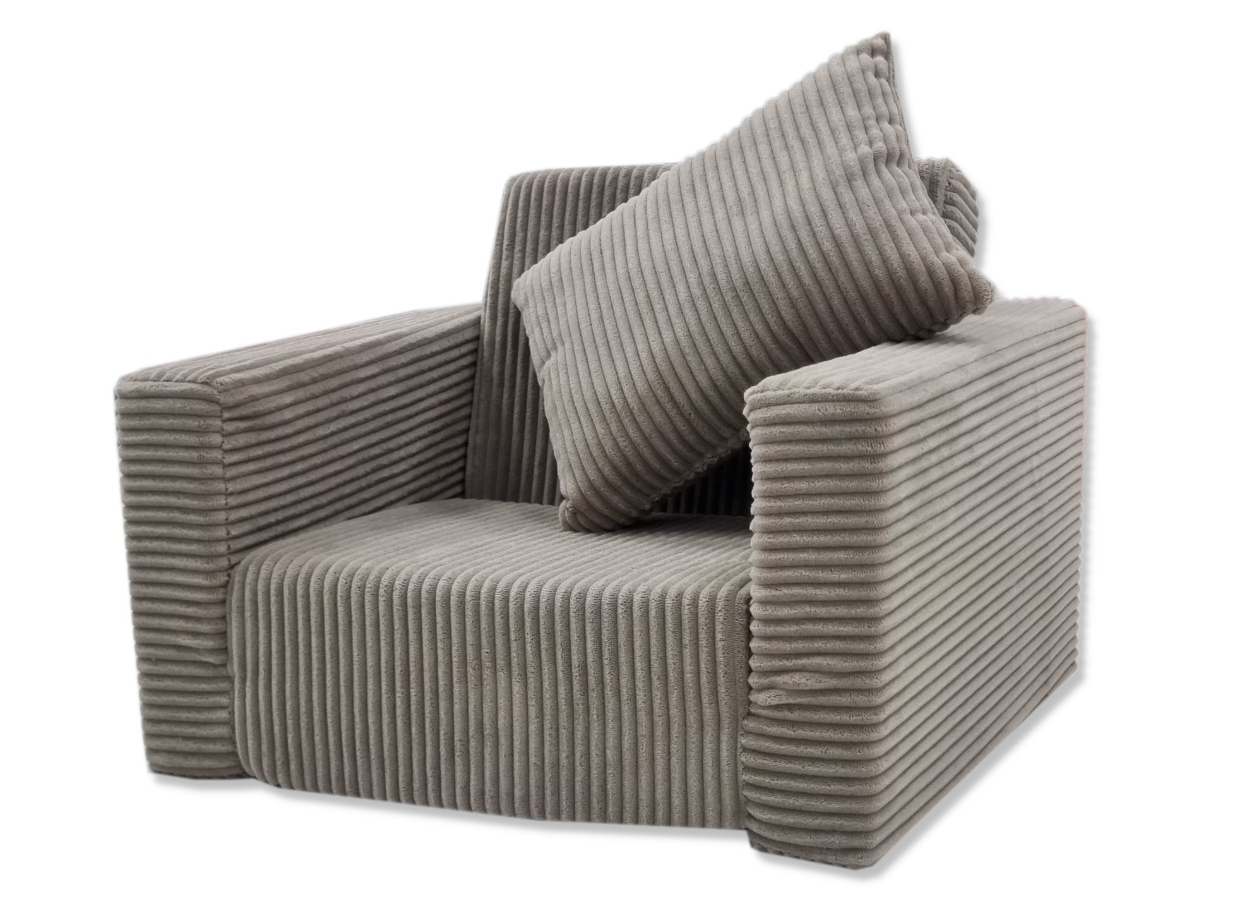 Kinderfauteuil - slaapbankje - 51x40x41cm - ribstof - beige