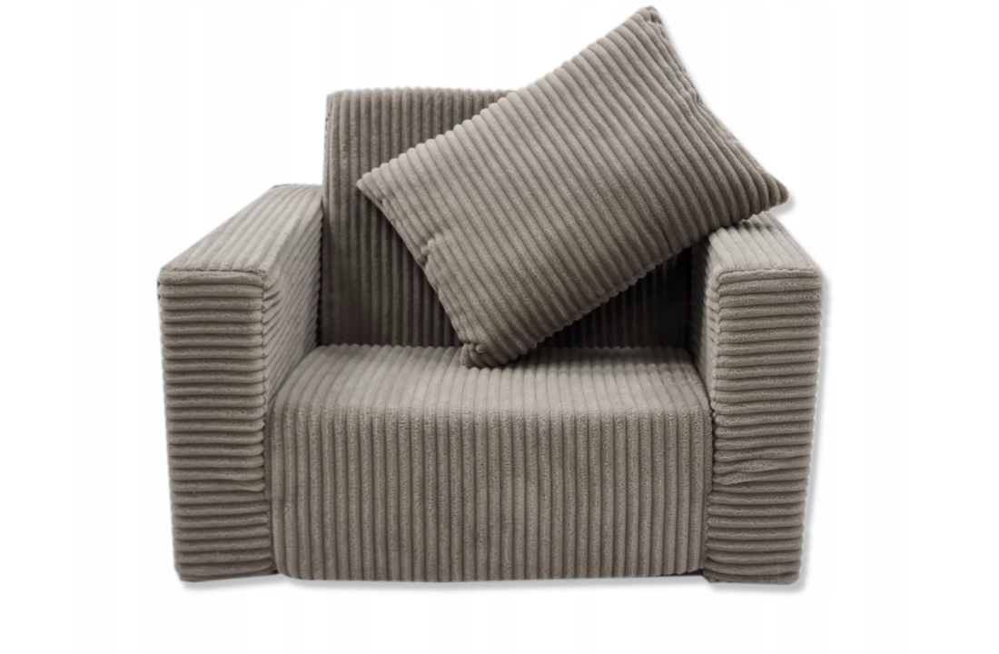 Kinderfauteuil - slaapbankje - 51x40x41cm - ribstof - beige