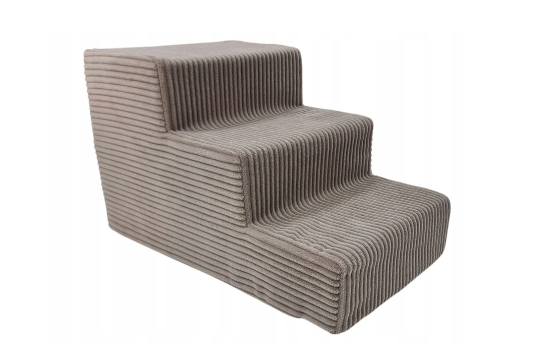 Hondentrap – 3 treden – corduroy – antislip – 30cm hoog – beige