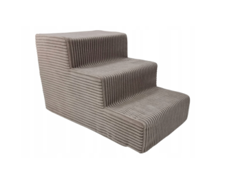 Hondentrap – 3 treden – corduroy – antislip – 30cm hoog – beige
