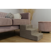 Hondentrap – 3 treden – corduroy – antislip – 30cm hoog – beige