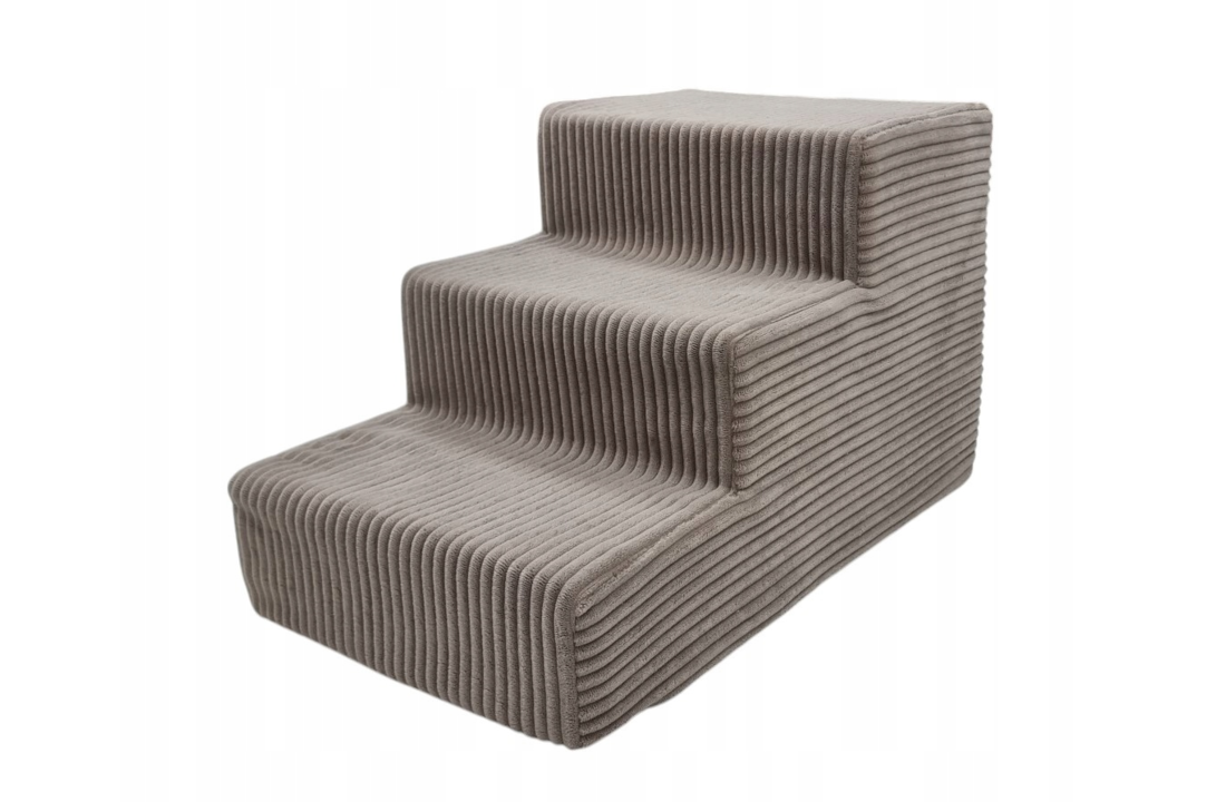 Hondentrap – 3 treden – corduroy – antislip – 30cm hoog – beige