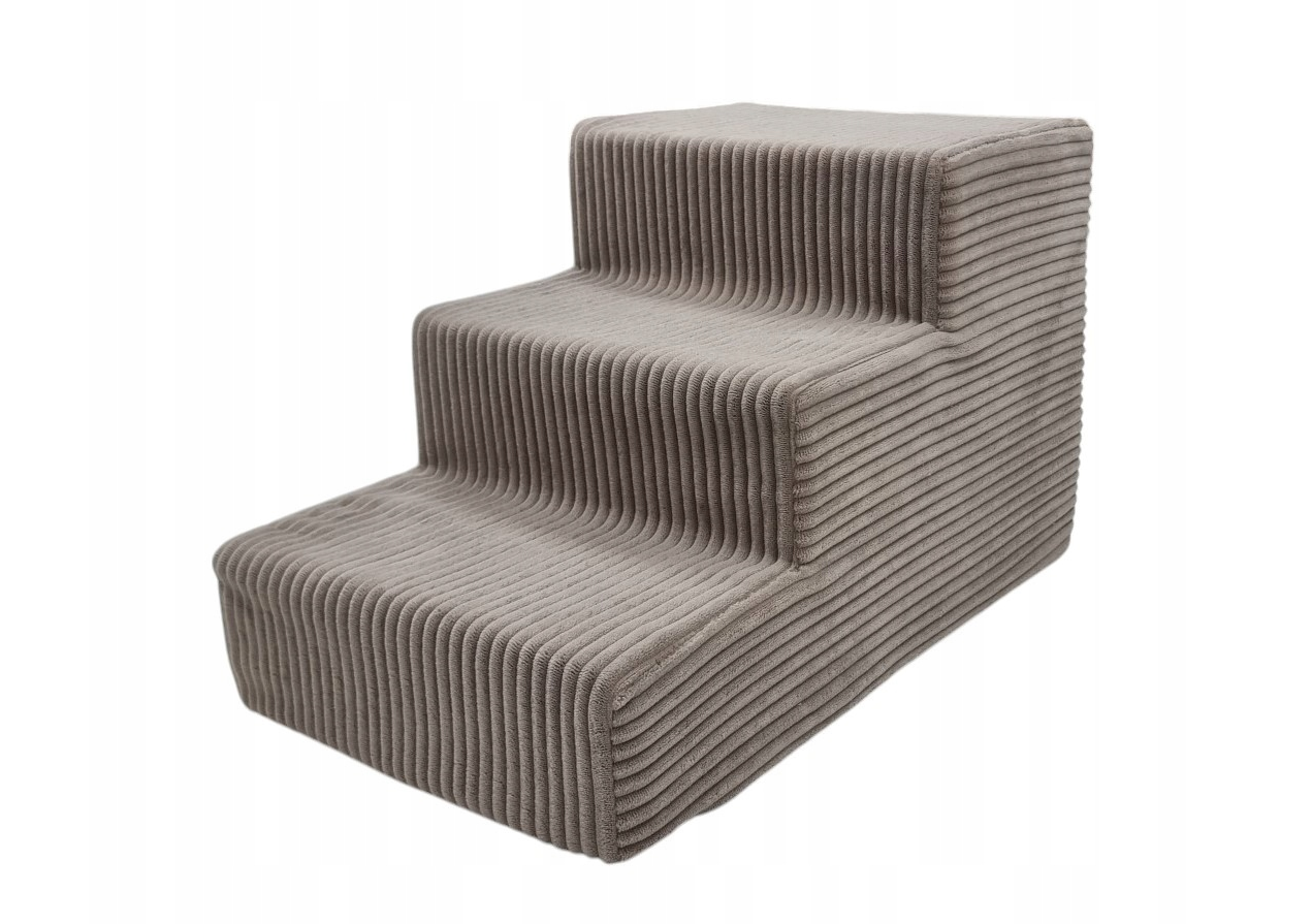 Hondentrap – 3 treden – corduroy – antislip – 30cm hoog – beige