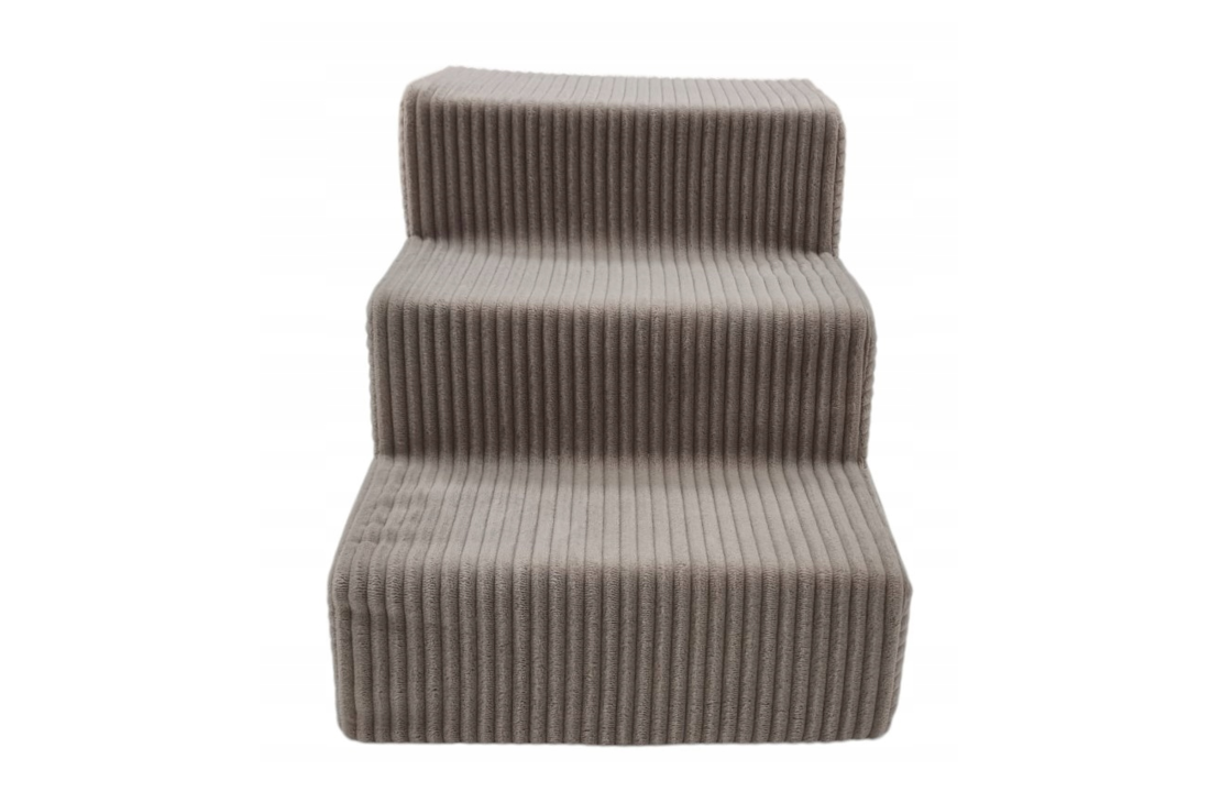 Hondentrap – 3 treden – corduroy – antislip – 30cm hoog – beige