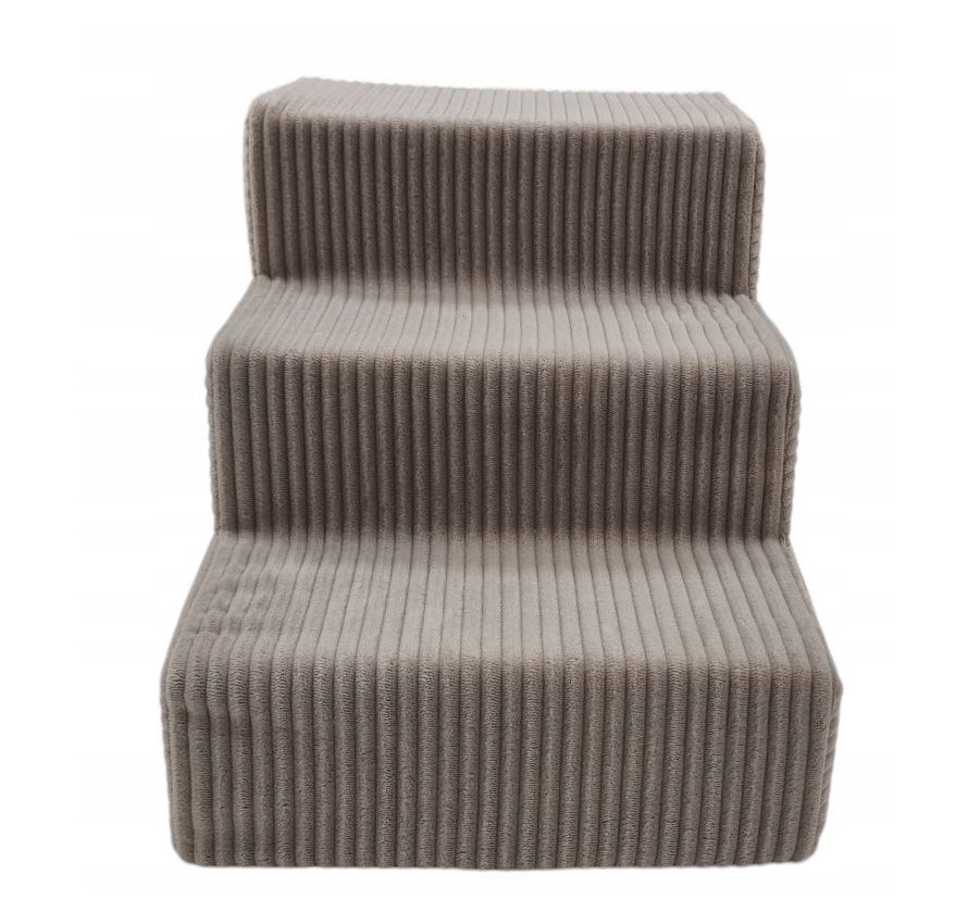 Hondentrap – 3 treden – corduroy – antislip – 30cm hoog – beige