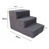 Hondentrap - 3 treden – corduroy – 30 cm hoog – donkergrijs