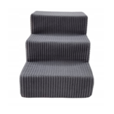 Hondentrap - 3 treden – corduroy – 30 cm hoog – donkergrijs