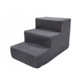 Hondentrap - 3 treden – corduroy – 30 cm hoog – donkergrijs