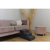 Hondentrap - 3 treden – corduroy – 30 cm hoog – donkergrijs