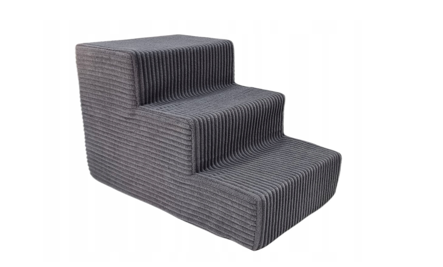 Hondentrap - 3 treden – corduroy – 30 cm hoog – donkergrijs