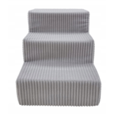 Hondentrap – 3 treden – corduroy – 30 cm hoog – lichtgrijs