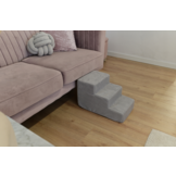 Hondentrap – 3 treden – corduroy – 30 cm hoog – lichtgrijs