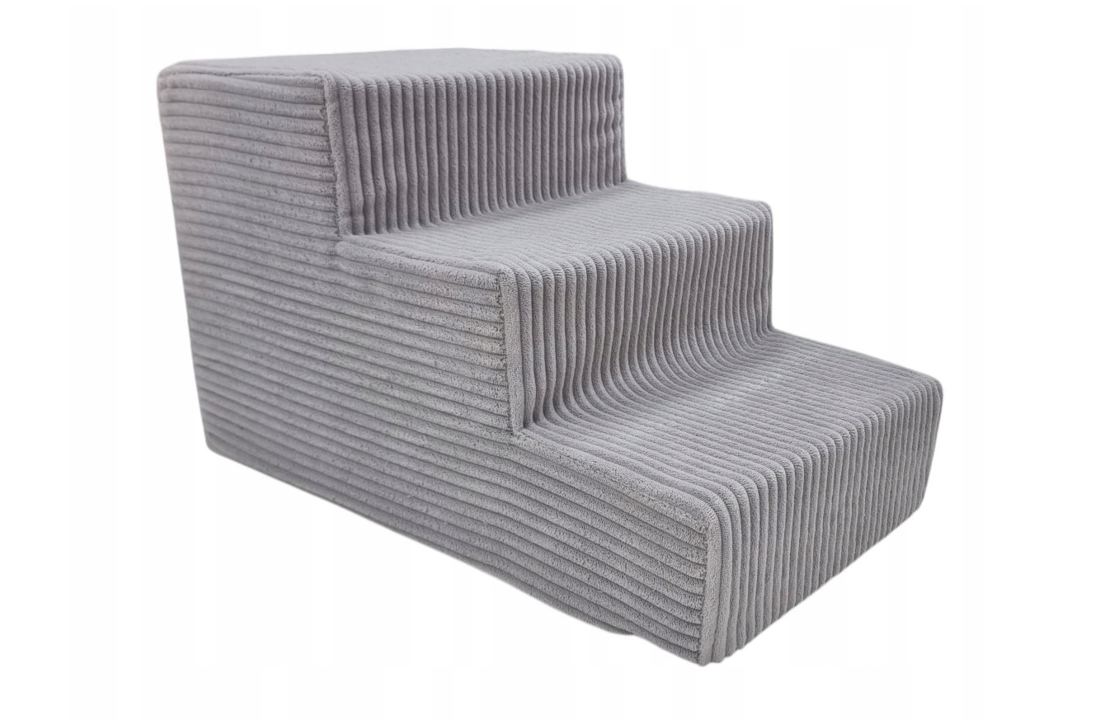 Hondentrap – 3 treden – corduroy – 30 cm hoog – lichtgrijs