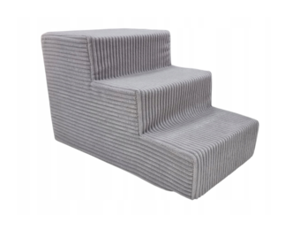 Hondentrap – 3 treden – corduroy – 30 cm hoog – lichtgrijs