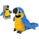 Pratende papegaai - interactieve knuffel - geel blauw - 20 cm