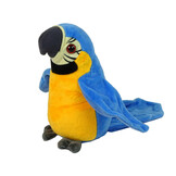 Pratende papegaai - interactieve knuffel - geel blauw - 20 cm