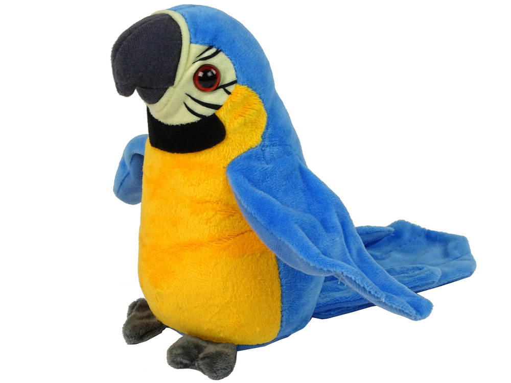 Pratende papegaai - interactieve knuffel - geel blauw - 20 cm