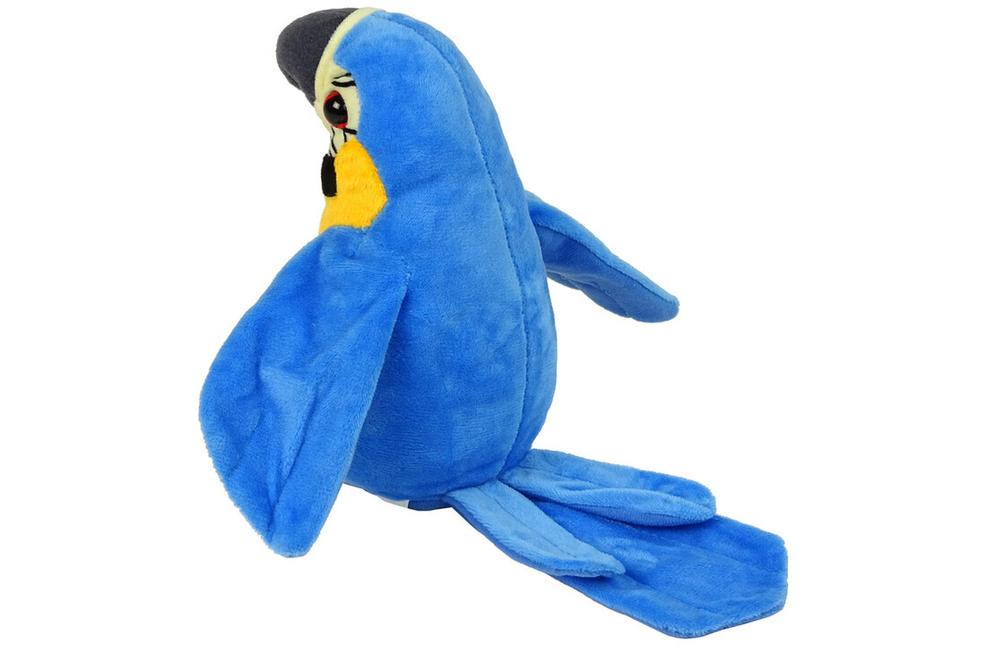 Pratende papegaai - interactieve knuffel - geel blauw - 20 cm